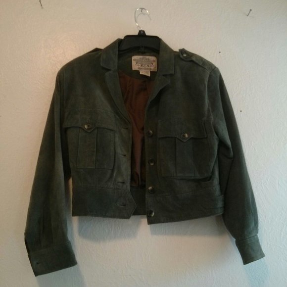 Vintage Suede Cropped Bomber/Pilot Jacket Size M - Picture 3 of 16
